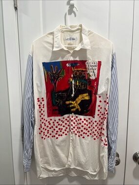 Men's Comme Des Garçons Artistic Print Button-Up Shirt. 24in PTP